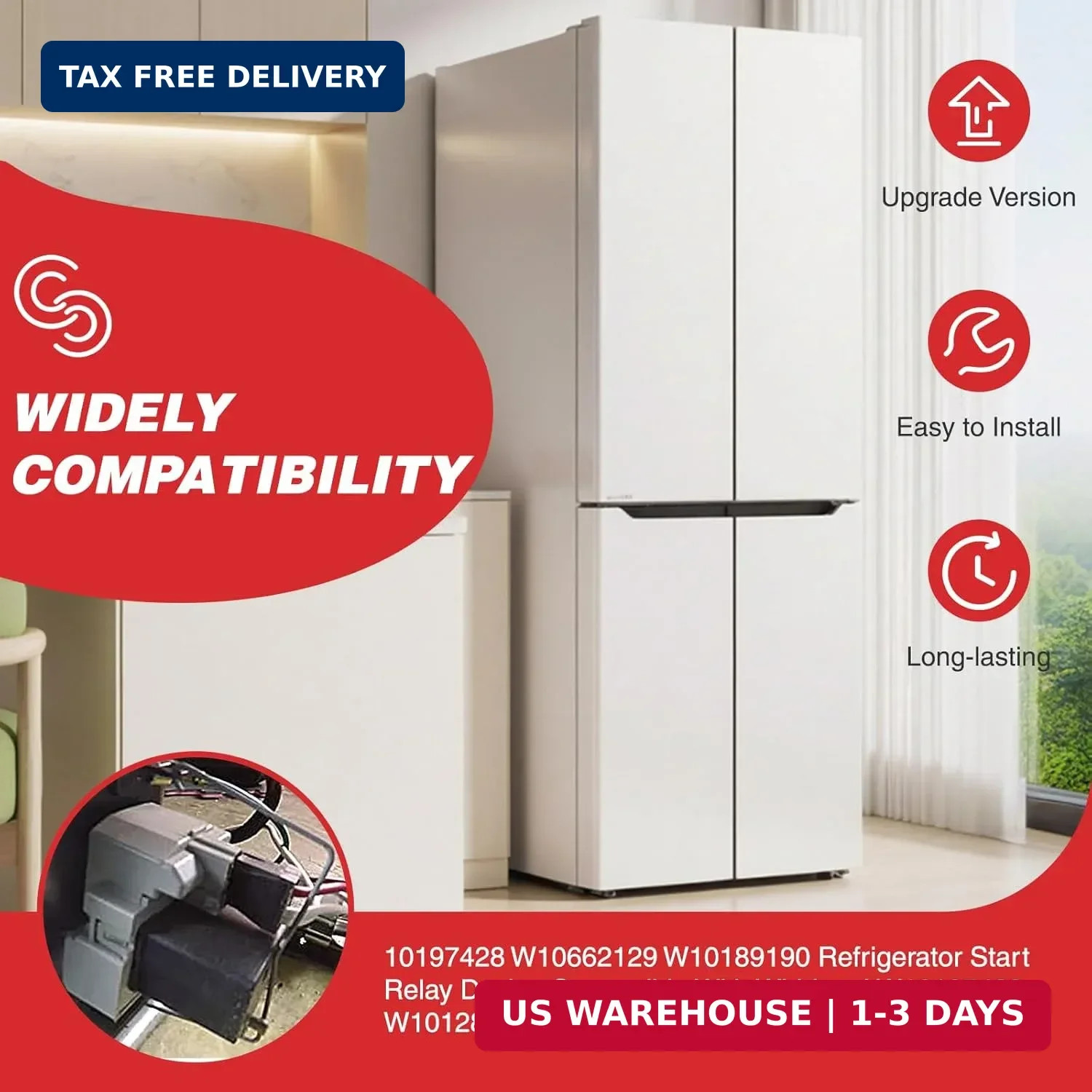 W10448874 W10197428 Start Relay Compatible Whirlpool 241941005 Refrigerator | w1