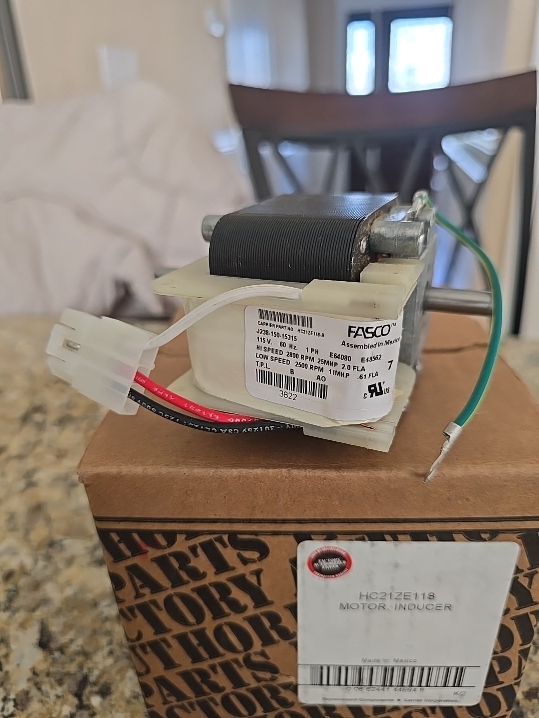 Brand New CARRIER FASCO HC21ZE118 INDUCER MOTOR