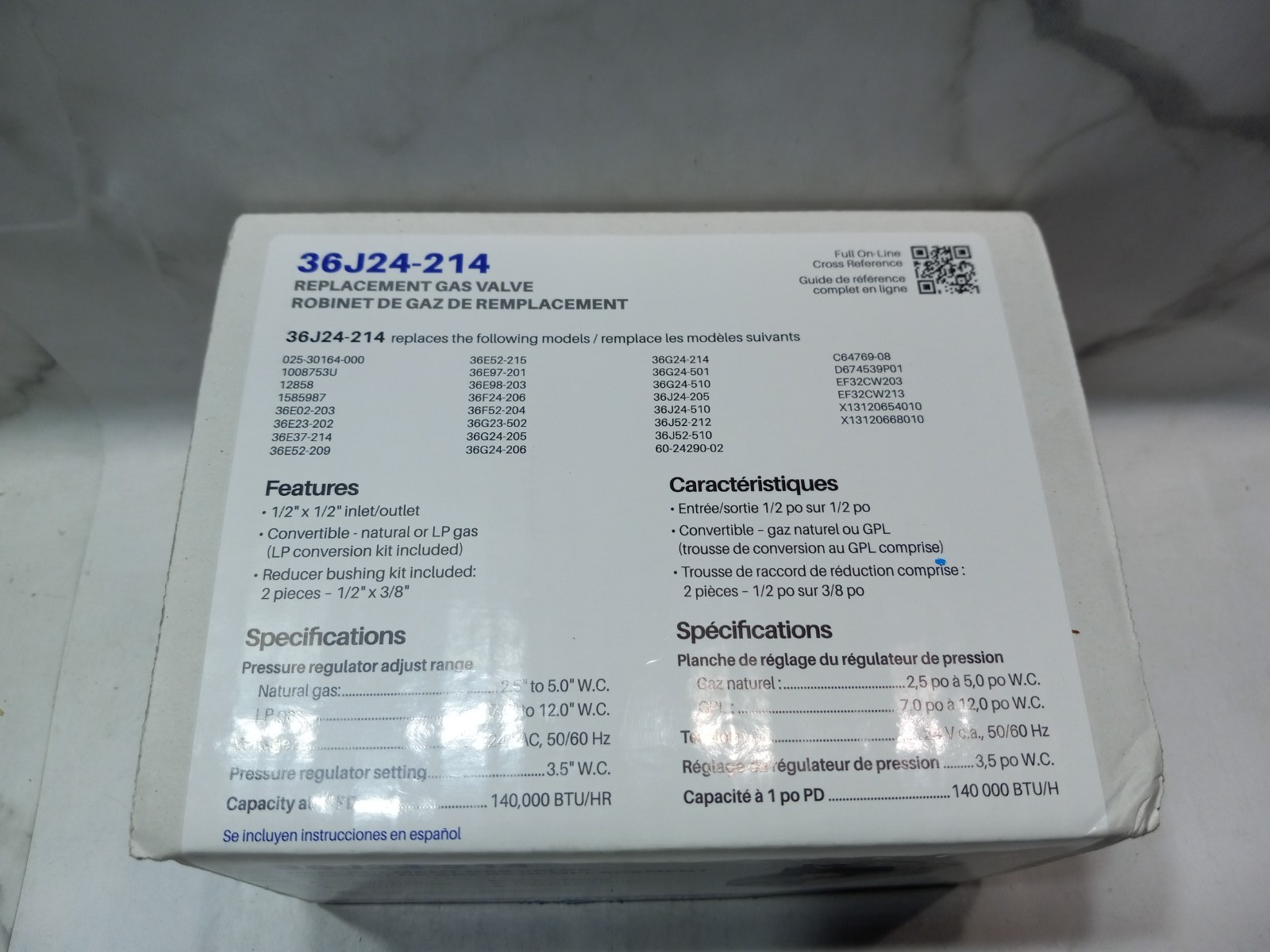 Emerson White Rodgers 36J24-214 Replacement Gas Valve L44-644 New Open Box