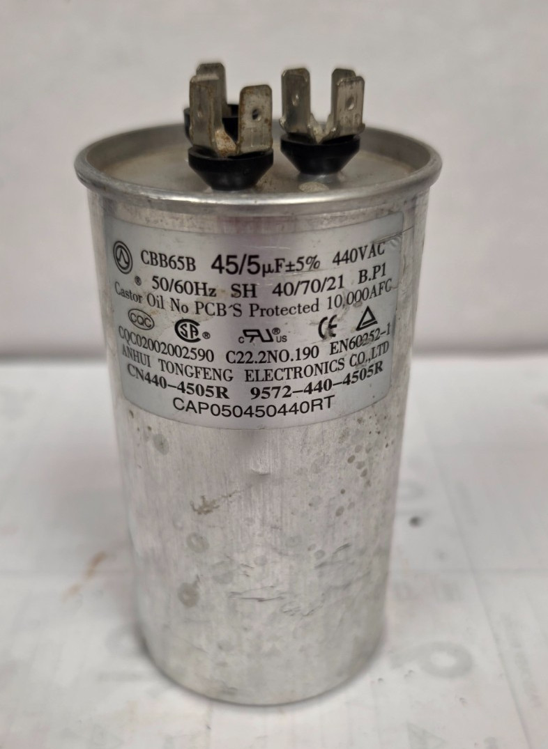 Capacitor CAP050450440RT; 45/5 uF+%; 440VAC *Pre-Owned*
