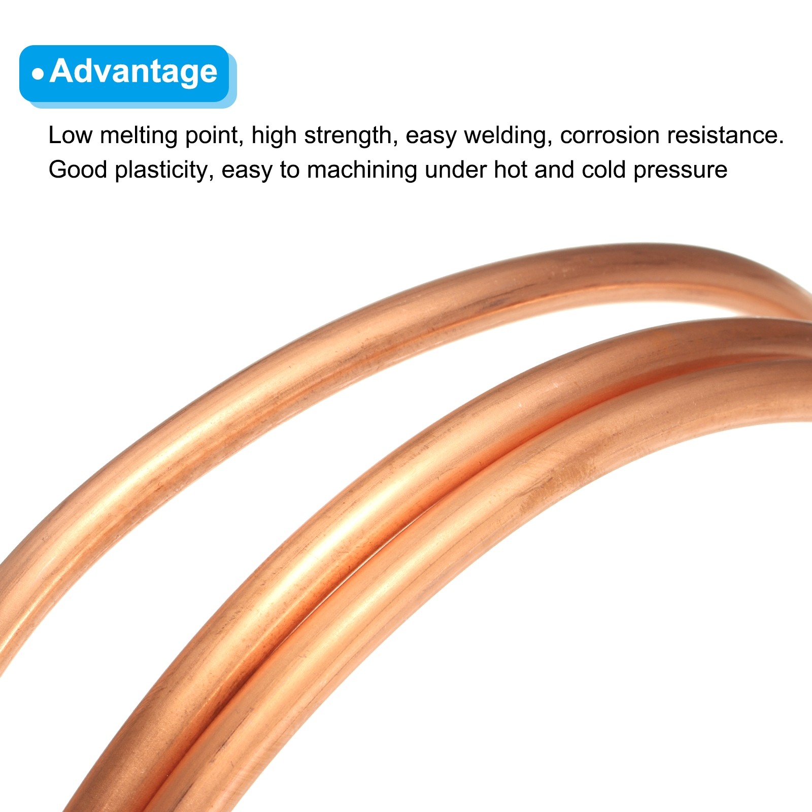 Copper Tube 1/4” OD x 4.9Ft Refrigeration Flexible Pipe Seamless Hollow