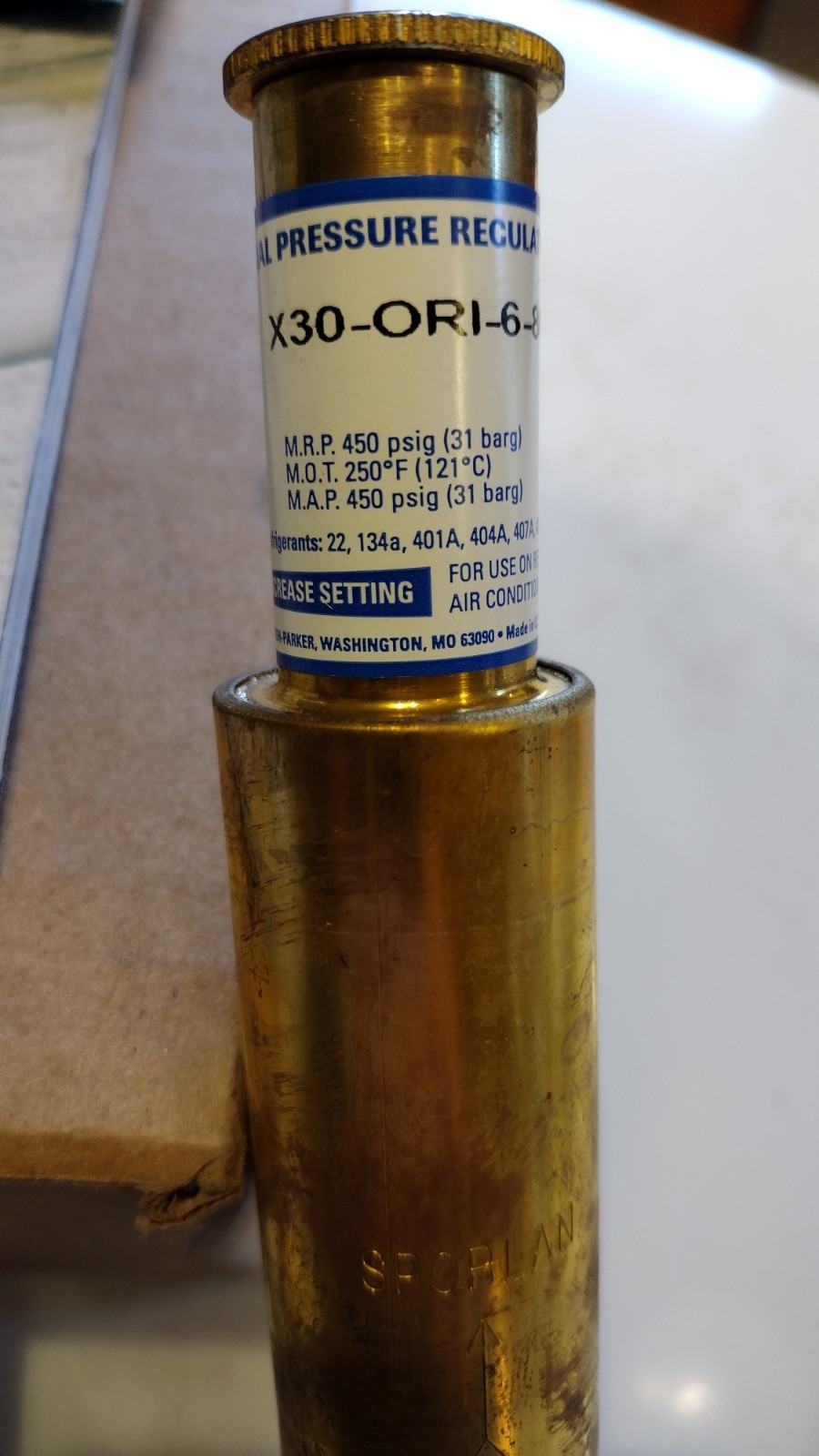 Sporlan X30-ORI-6-80/325H pressure regulator, 5/8″ cnx