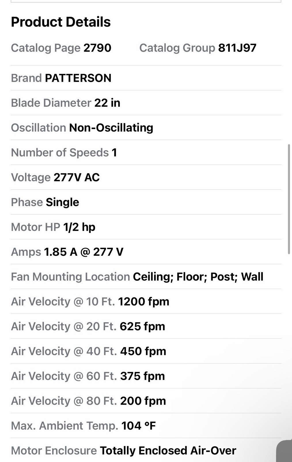 Patterson H22c High Velocity Industrial Fan Ceiling Column Floor Wall Dented Box
