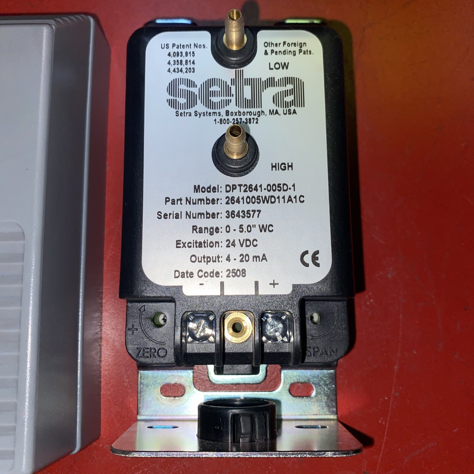Setra DPT2641-005D-1 2641005WD11A1C Pressure Transducer Used