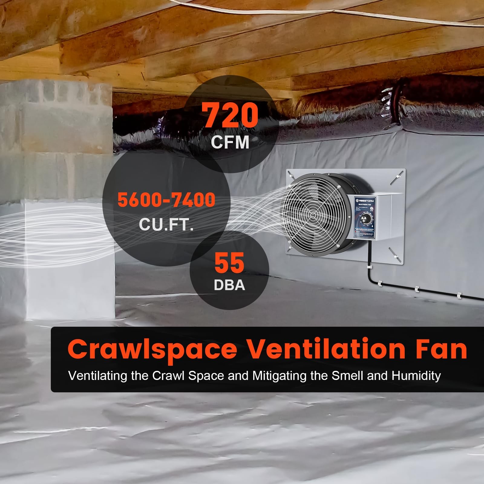 Abestorm 720Cfm Crawlspace Ventilation Fans Ip-55 Grade Basements Stainless