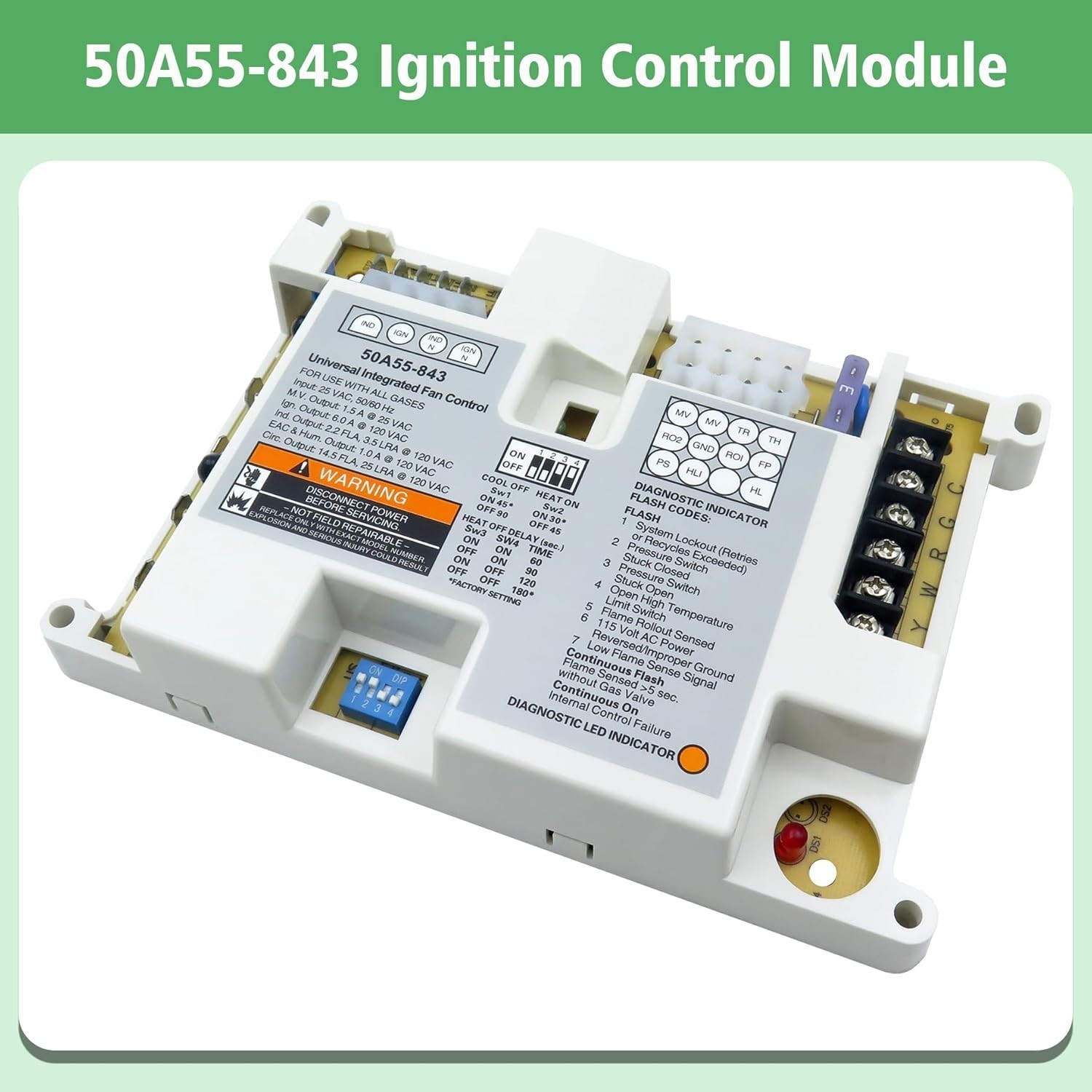 50A55-843 Furnace Control Board Furnace Suitable for White Rodgers 50A55-843
