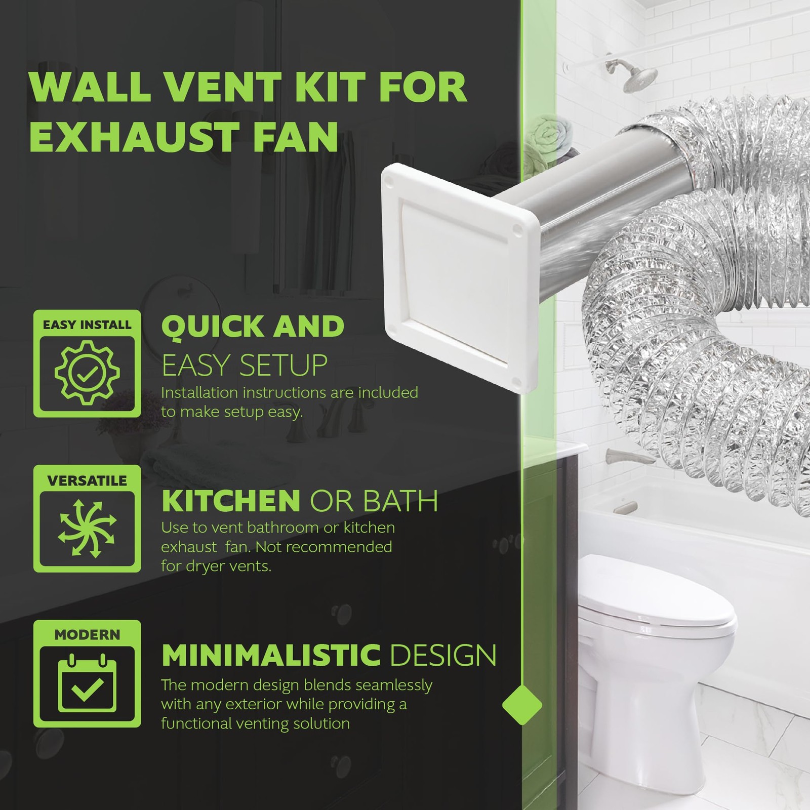Homewerks Worldwide Homewerks Hw481-Ul181 Wall Vent Duct Kit For Exhaust Fan