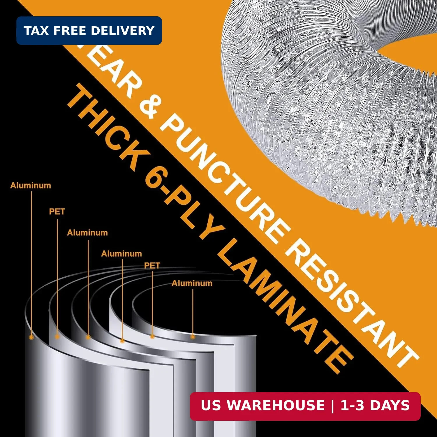 Heavy Duty 4″Flexible Dryer Vent Exhaust Duct Hose 16 Feet | Extra Long, Extra T