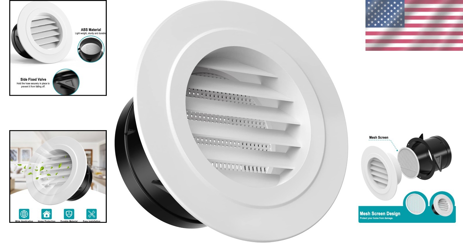 4 Inch ABS Soffit Vent with Screen Mesh for Enhanced Airflow – Durable Design
