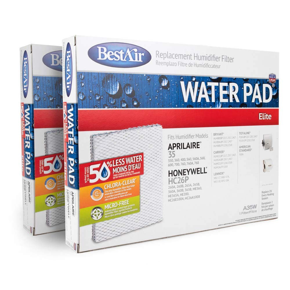 BestAir Humidifier Filter Water Pad Elite A35W, White, Compatible with