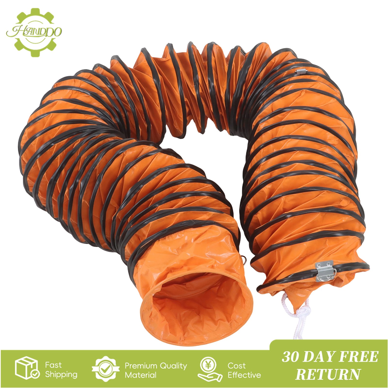 25ft PVC Flexible Duct Hosing with S Hook & Steel Support for 8″ Utility Blower