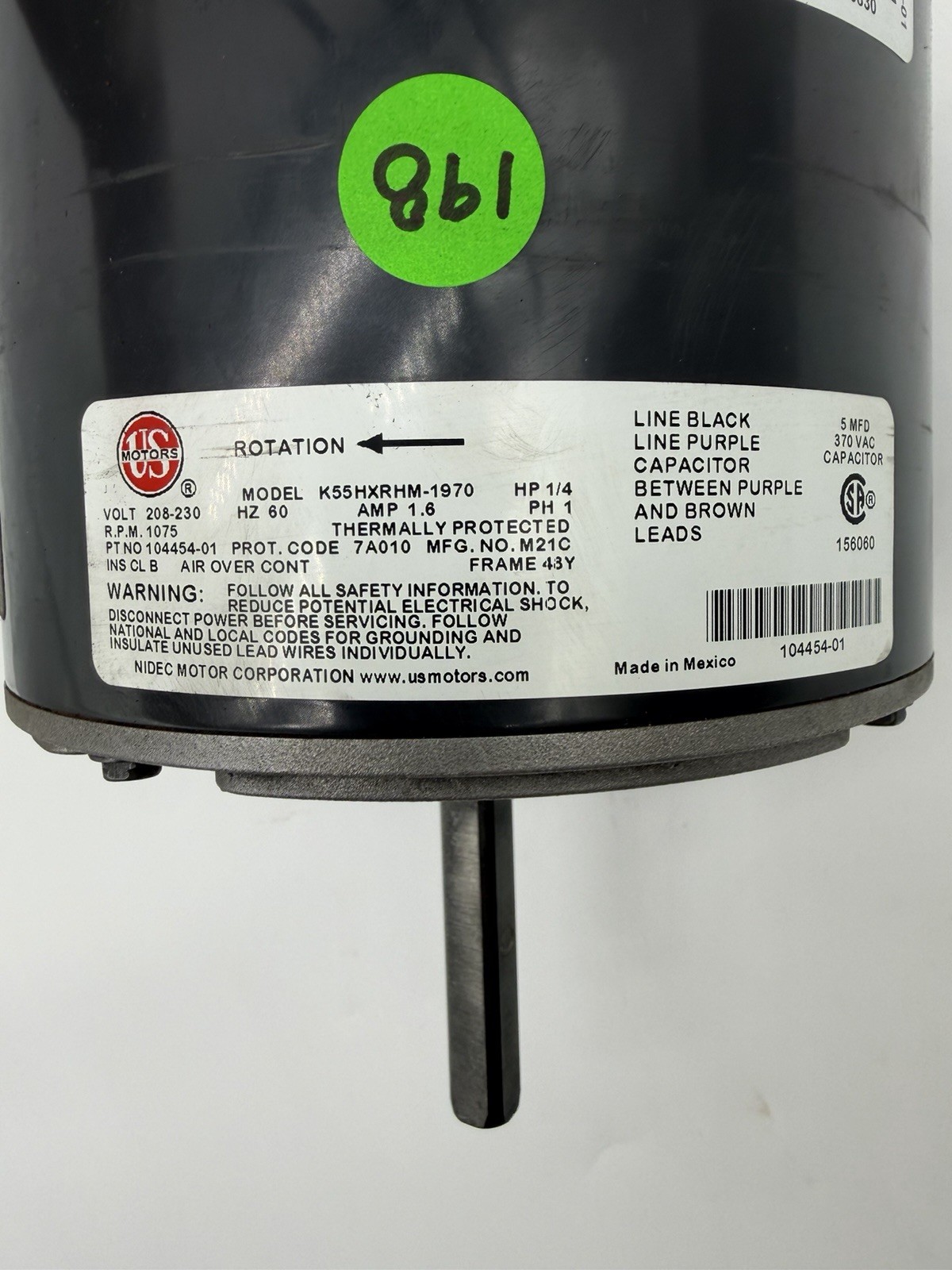 Armstrong 104454-01 R104454-01 K55HXRHM-1970 1/4HP 208-230V Condenser Fan Motor