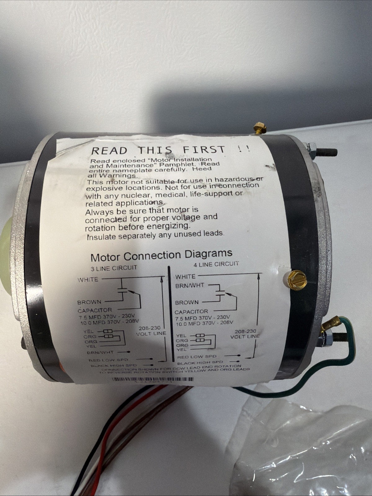 US Motors 5464H RESCUE MOJAVE 5.6″ Condenser Motor, 208-230V, 1/3-1/6 HP, 825
