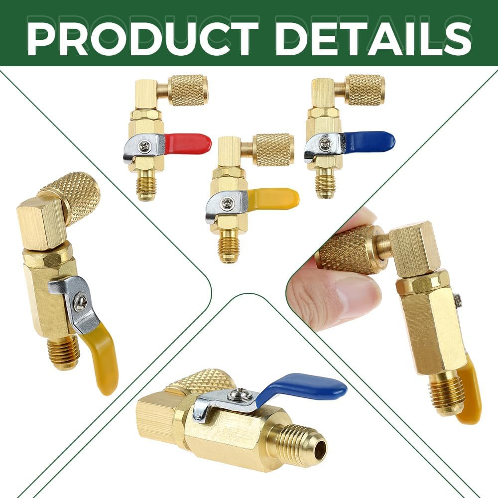Air Conditioning Refrigerant Ball Valve 1/4″ SAE, R410A R134A R12 R22 HVAC Shut