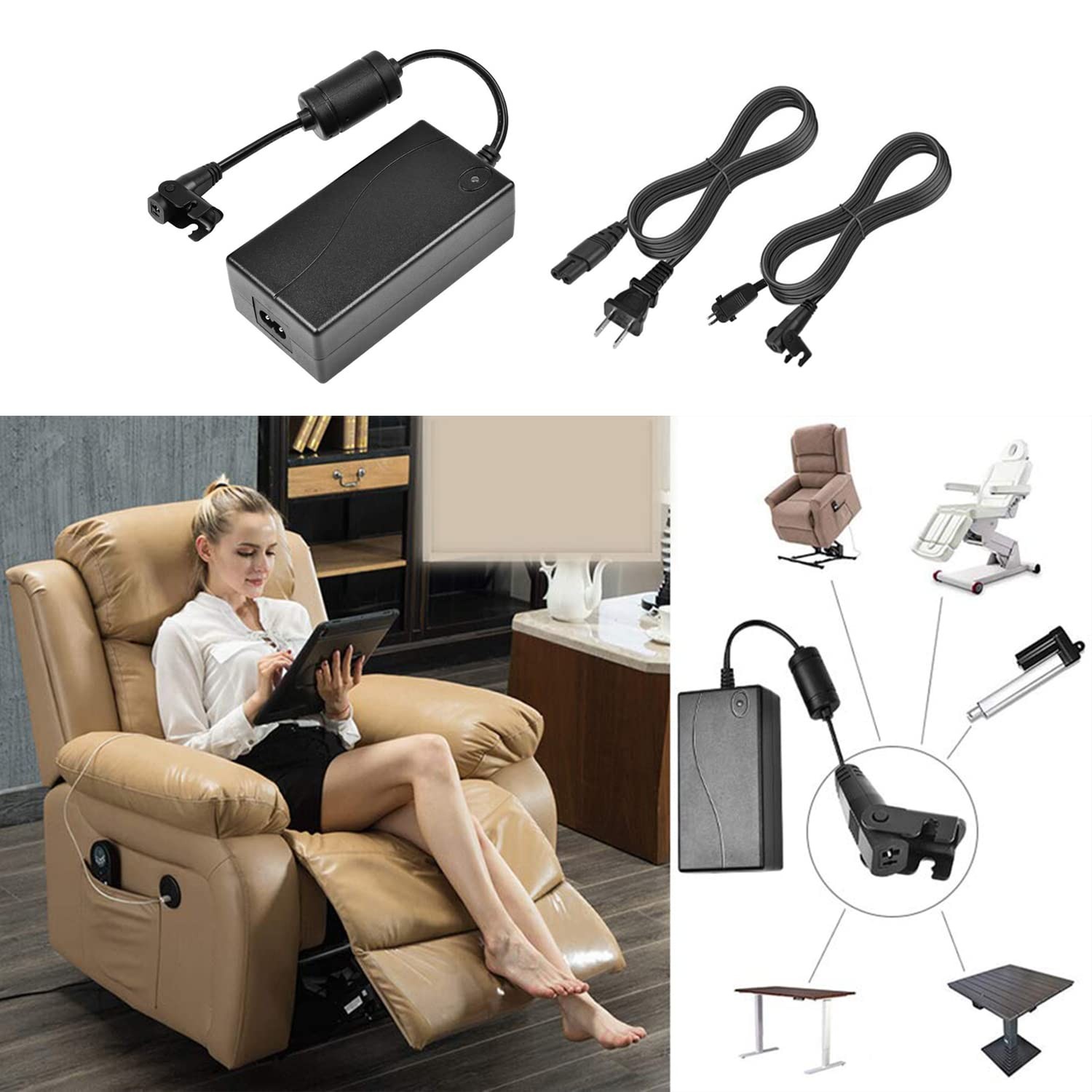 CUGLB Universal Lift Chair or Power Recliner AC/DC 4.53*2.16*1.37 inch, Black