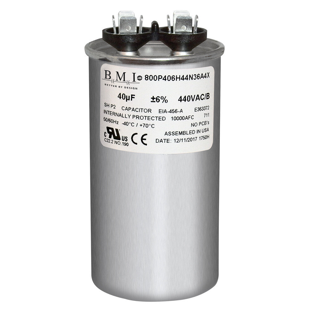 BMI 40 uF +/-6% 370Vac 50/60 Hz Round Run Capacitor replaces Capcom 976B399AAP20