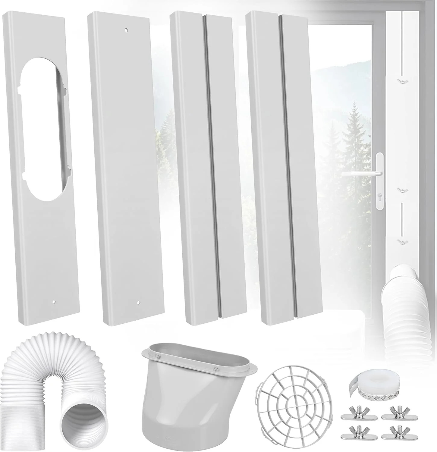 Portable Air Conditioner Window Vent Kit – Adjustable AC Window Kit Fits Sliding