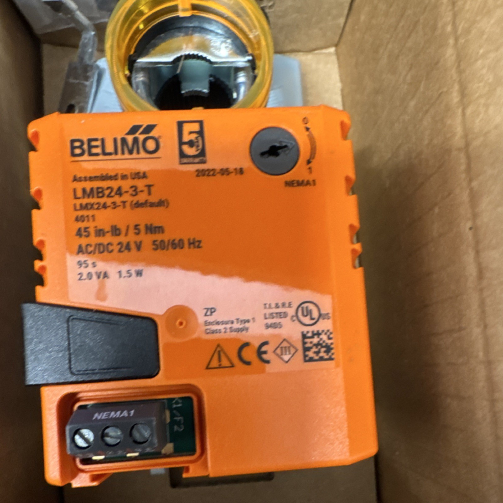 Belimo LMB24-3-T HVAC Damper Actuator 45 in-lb 24V AC/DC