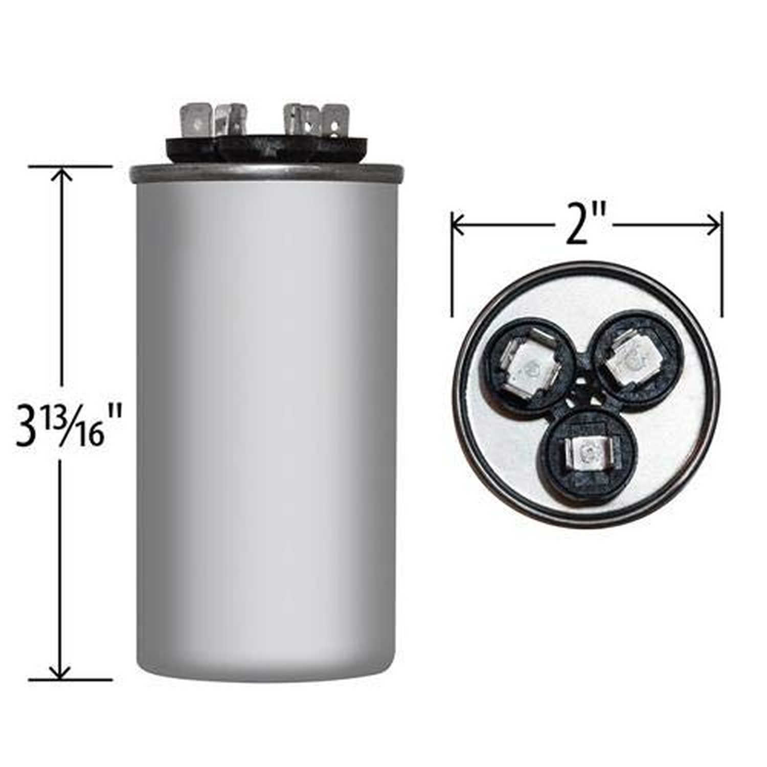 45 + 5 uF x 370 or 440 VAC – Jard # 12788 Round Dual Run Capacitor, Sold Each