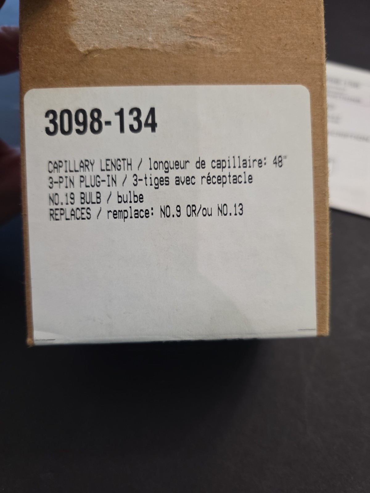 White Rodgers 3098-134 Automatic Pilot 48″ Capillary 3 Pin Plug In # 19 Bulb