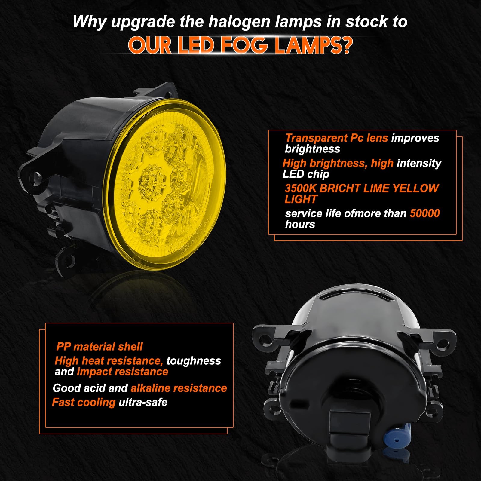 Fog Lights 3.5 OEM 19606300 For SUBARU LEGACY 2013-2014 H11 Golden Yellow 2-Pack