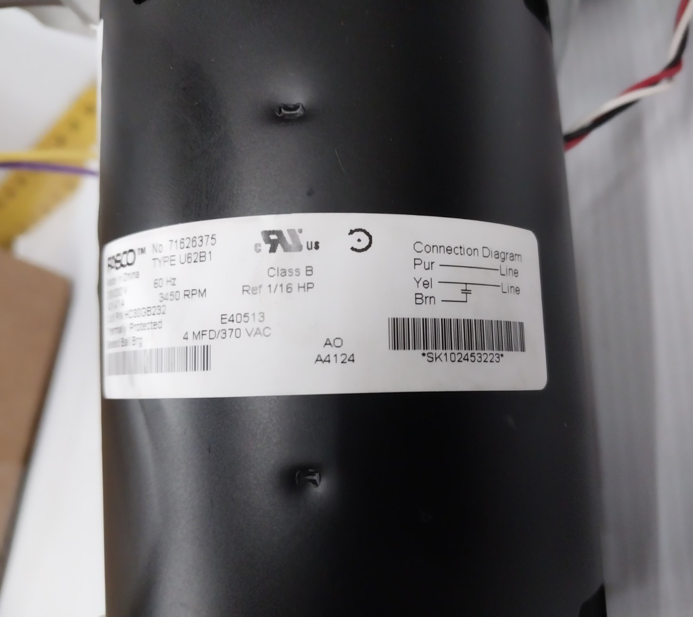 New Fasco / Carrier Inducer Motor Assembly 1/16 HP 208/230 V 3450 RPM 50DK40681