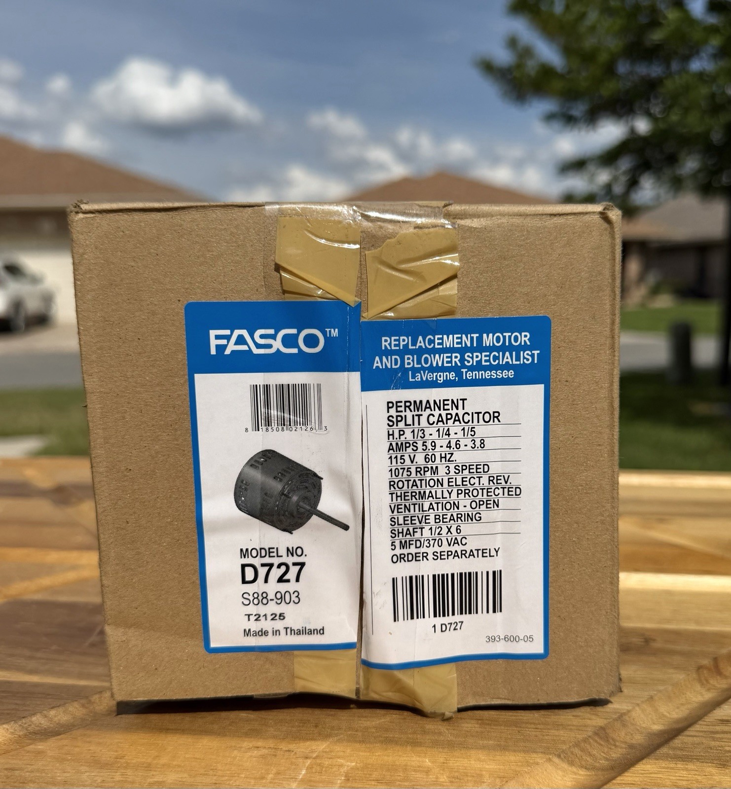 New Fasco D727 1/3 – 1/5 HP 3-Speed Blower Motor 115V 1075 RPM Mfg’d 2025