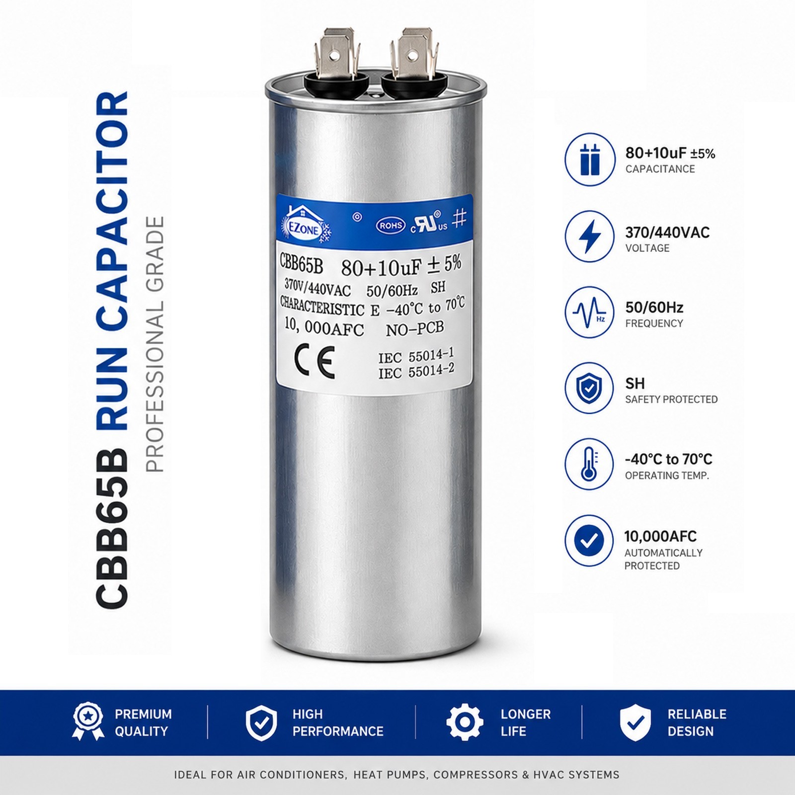 EZone CBB65B RUN CAPACITOR SERIES Single/Dual Run Capacitors