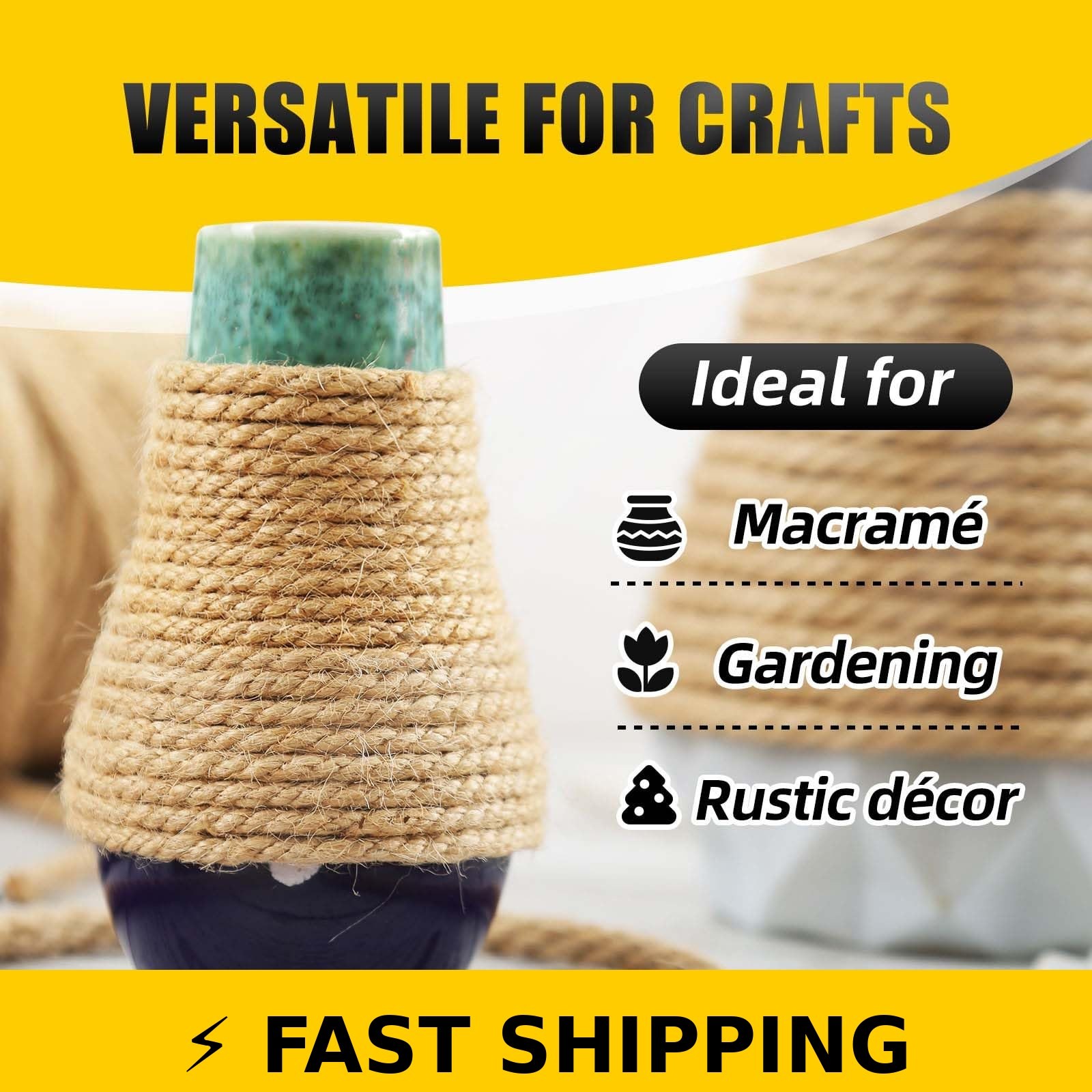 Radix Rope 8MM x 50FT Jute Twine – Heavy Duty Natural Fiber