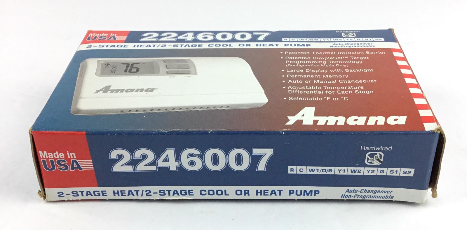 Amana 2246007 Non Programmable Thermostat 2 Stage Heat 2 Stage Cool Or Heat Pump