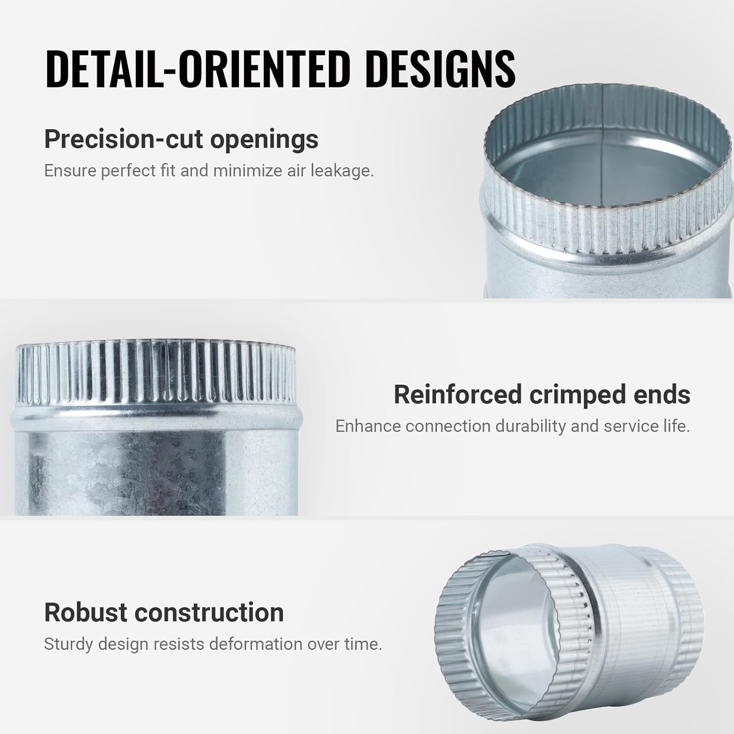 4 Inch Round Galvanized Steel Duct Connector – Metal Ventilation Pipe Coupler –