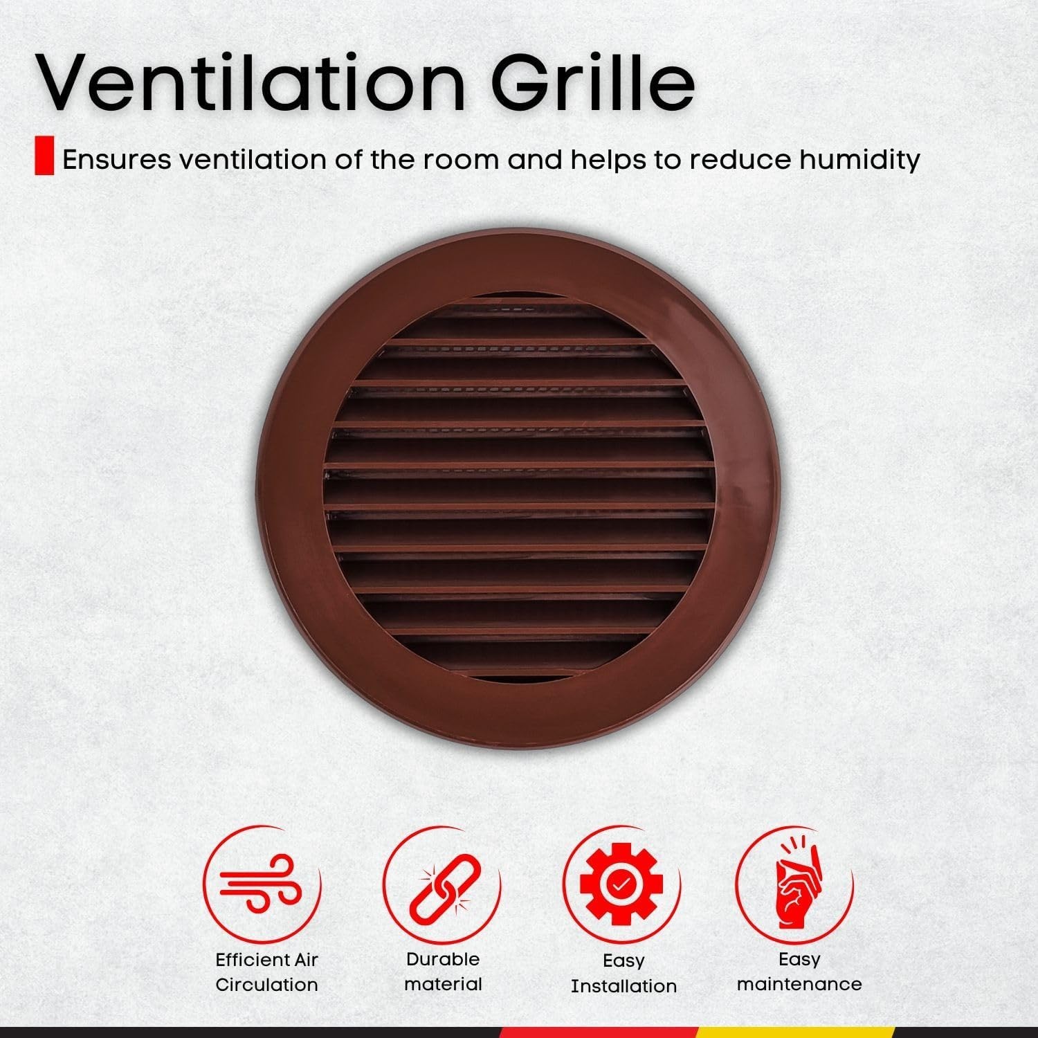 Stylish Brown 4-Inch Round Vent Grille – Perfect for Home Ventilation Needs