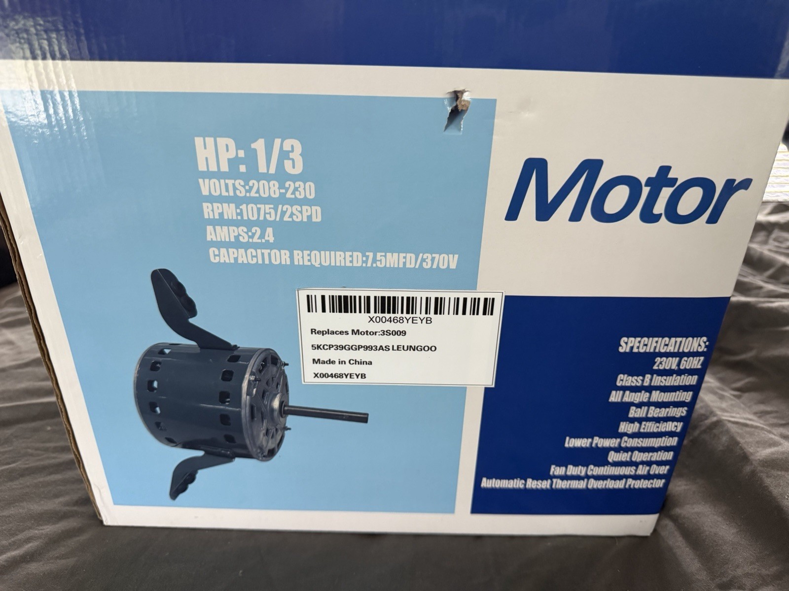 5KCP39GGP993AS 1/3HP Furnace Blower Motor Replace GE Dayton Goodman Genteq Amana