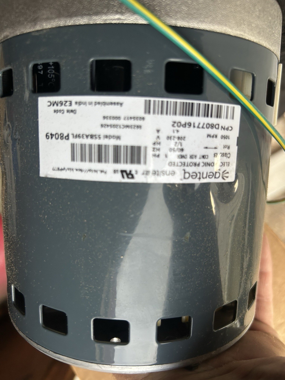 Genteq Brushless ECM Motor MOT20770 D807716P02 208-230V 4.1A