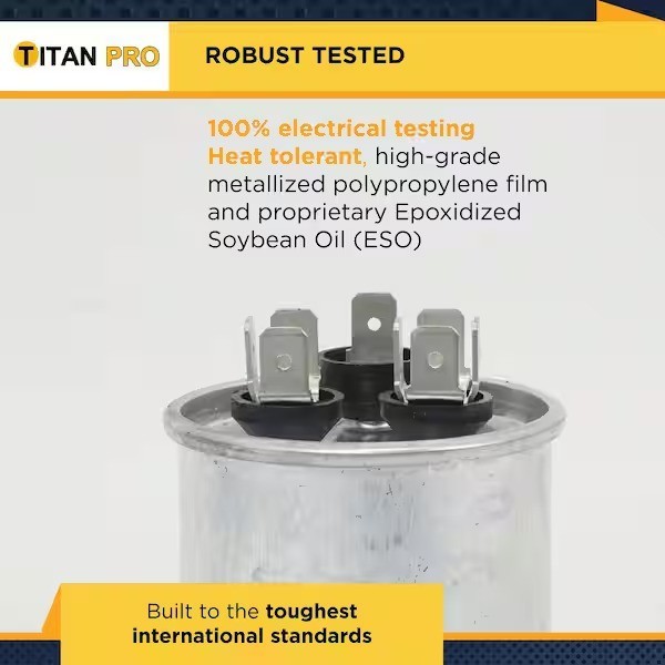 TitanPro TRCFD455 Dual Run Capacitor 45/5 MFD 440/370V HVAC Motor