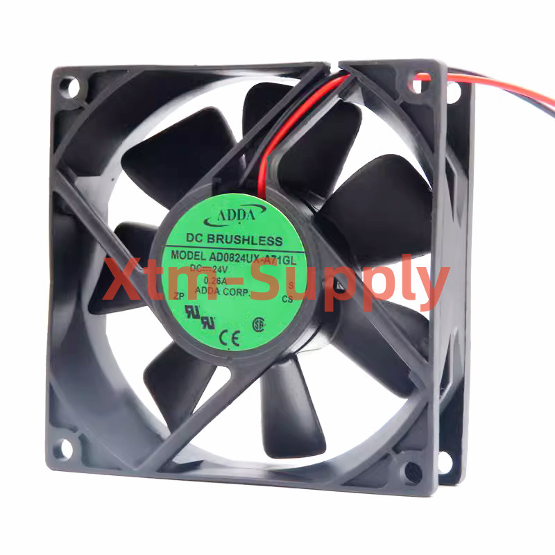 1pc ADDA AD0824UX-A71GL 8025 8CM DC24V 0.26A 2-wire Cooling Fan AD0824UXA71GL