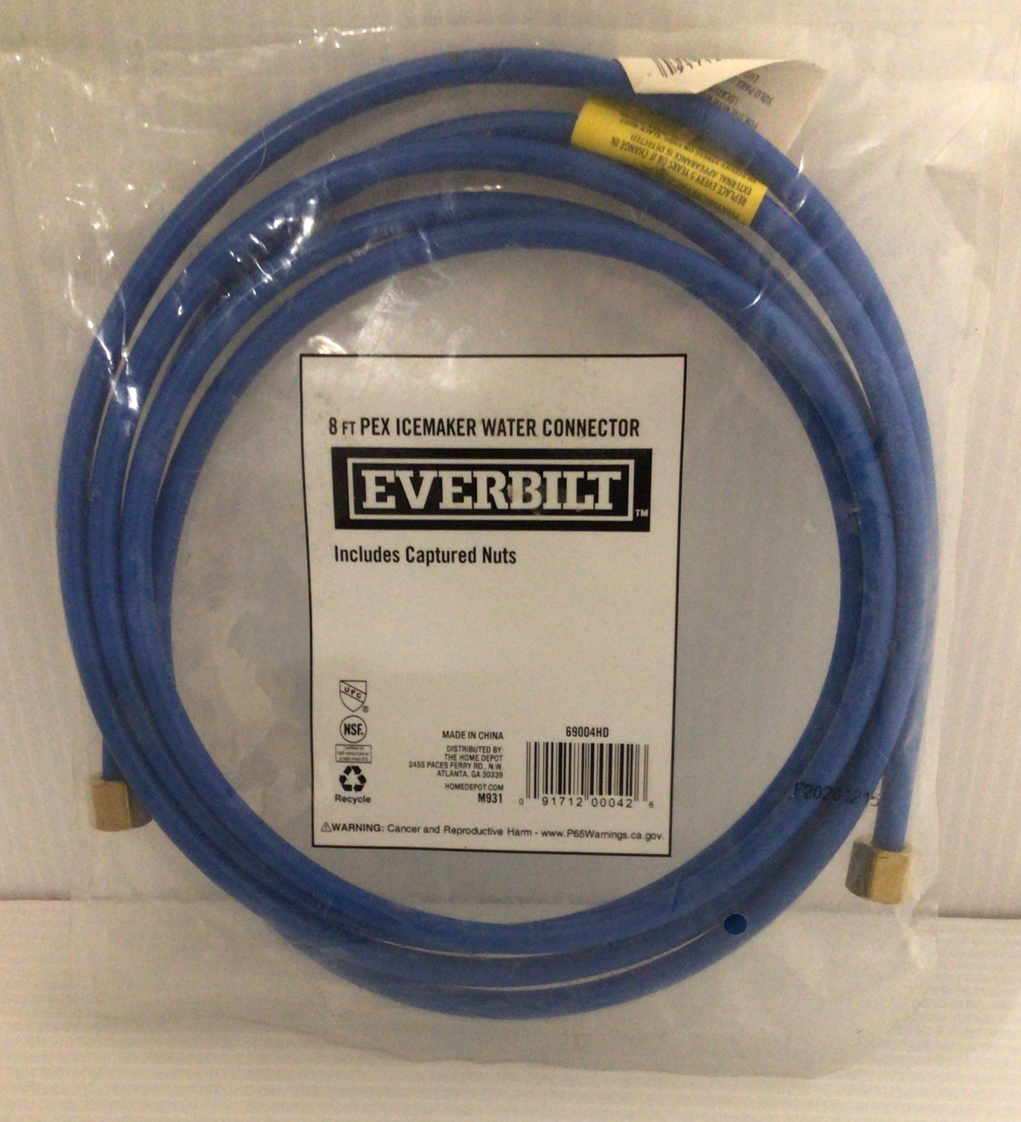Everbilt 8′ Ft. Pex Icemaker Water Connector Blue 69004HD
