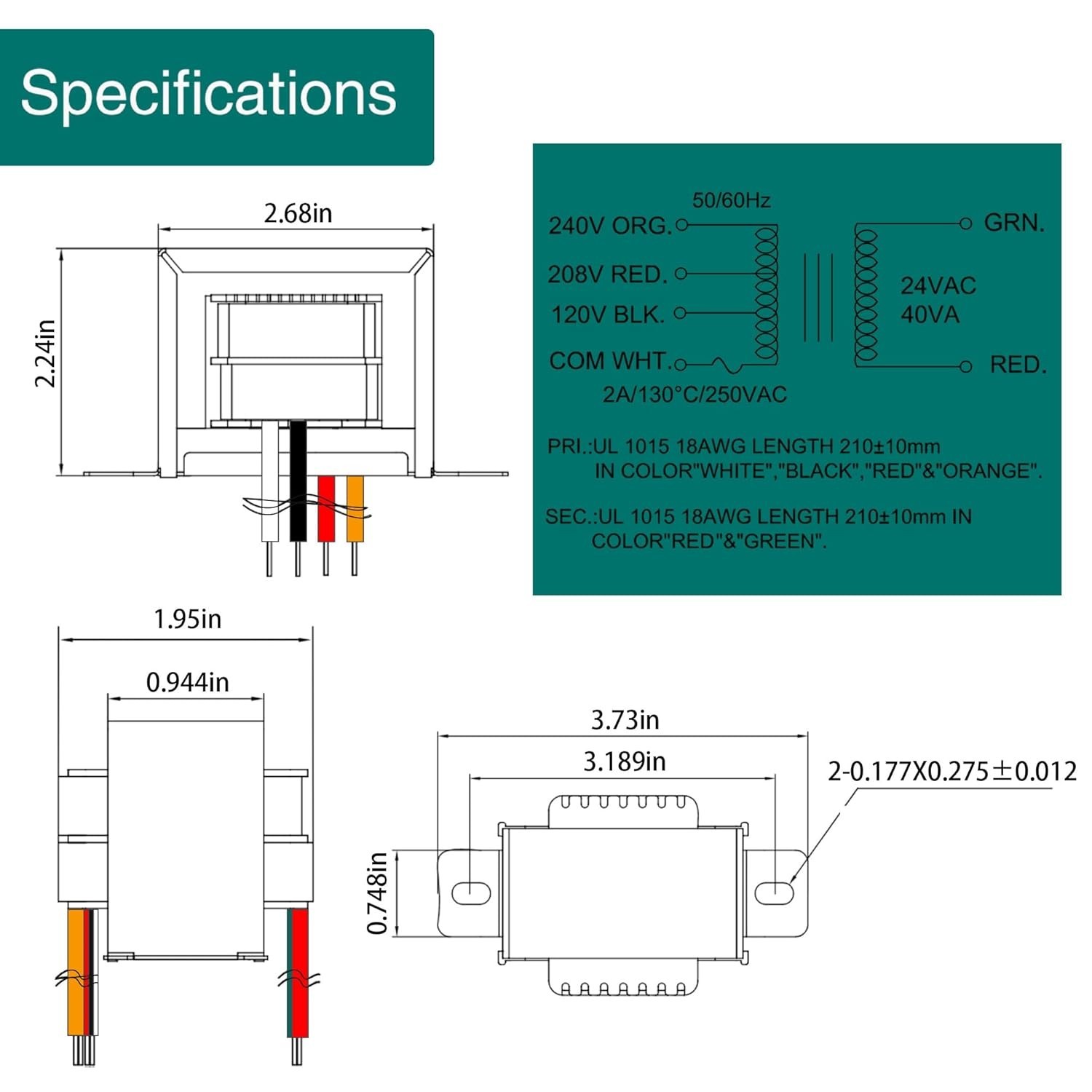 Reliable 24V 40VA Control Transformer with Multi Tap – For HVAC Systems