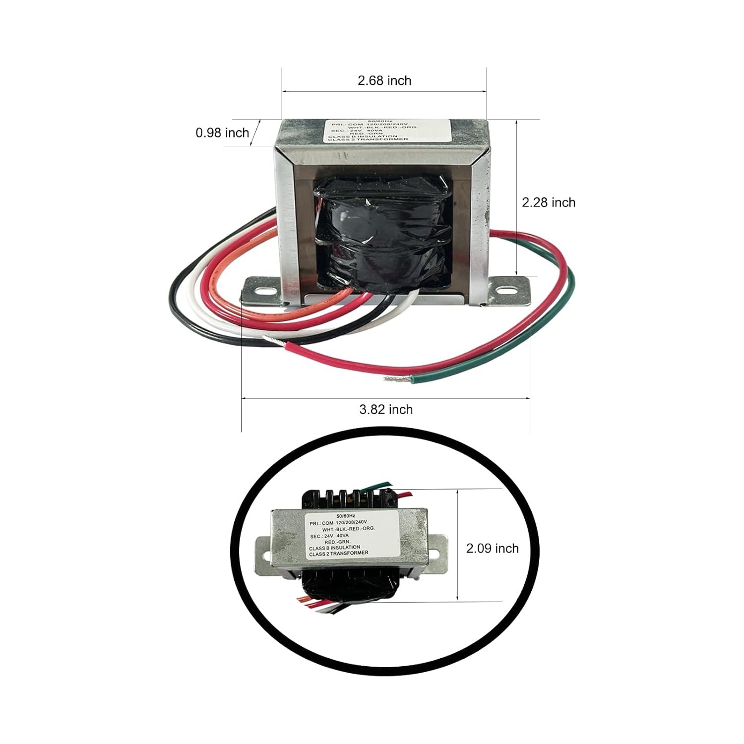24V 40VA Control Transformer Primary 120/208/240V for HVAC Furnace Multi Tap