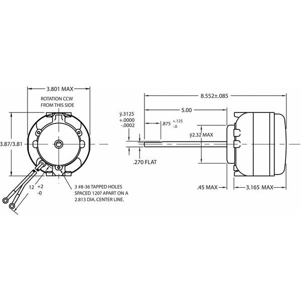 Em&S Esp-L15emjr1b2 Unit Bearing Motor, 1/50 Hp