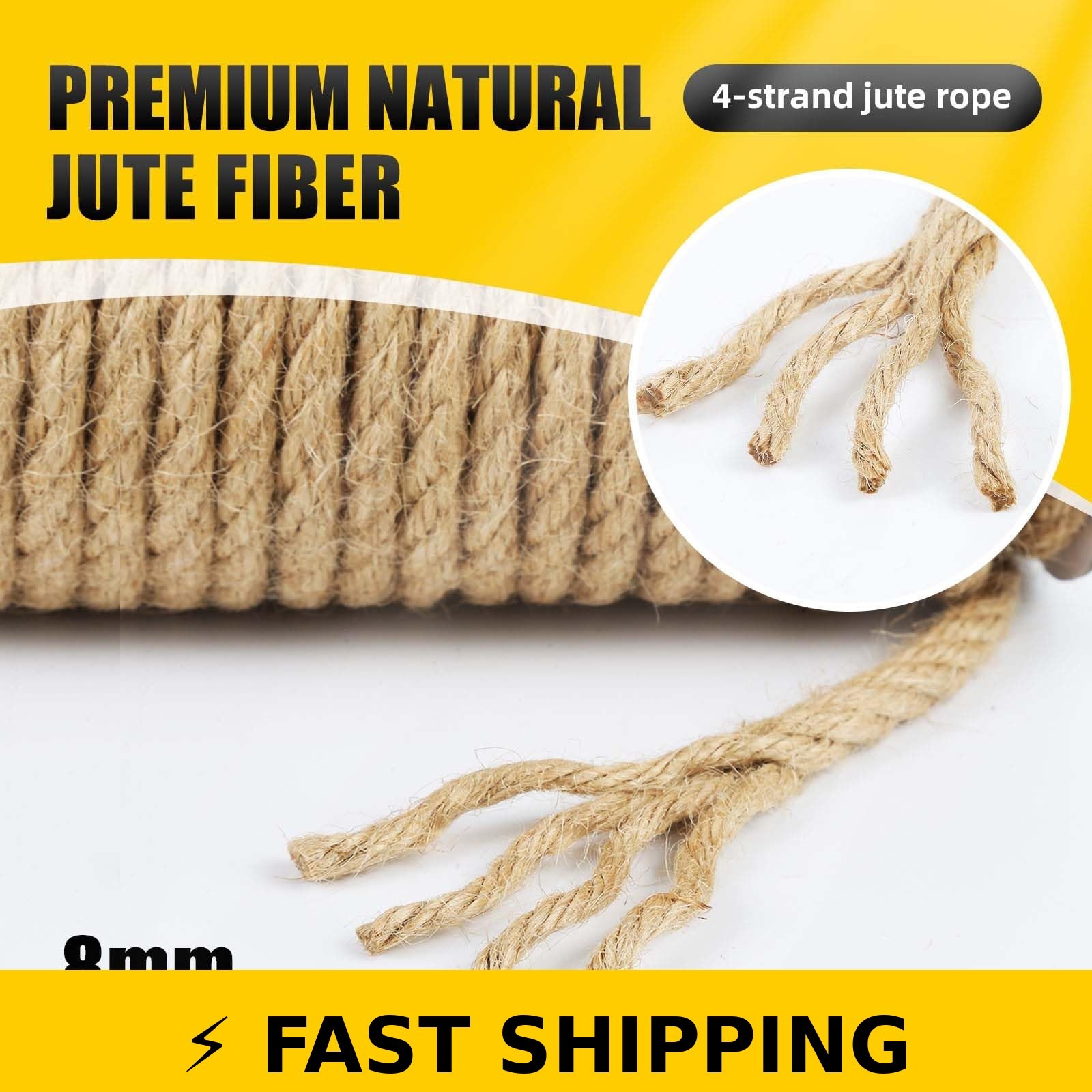 Radix Rope 8MM x 50FT Jute Twine – Heavy Duty Natural Fiber