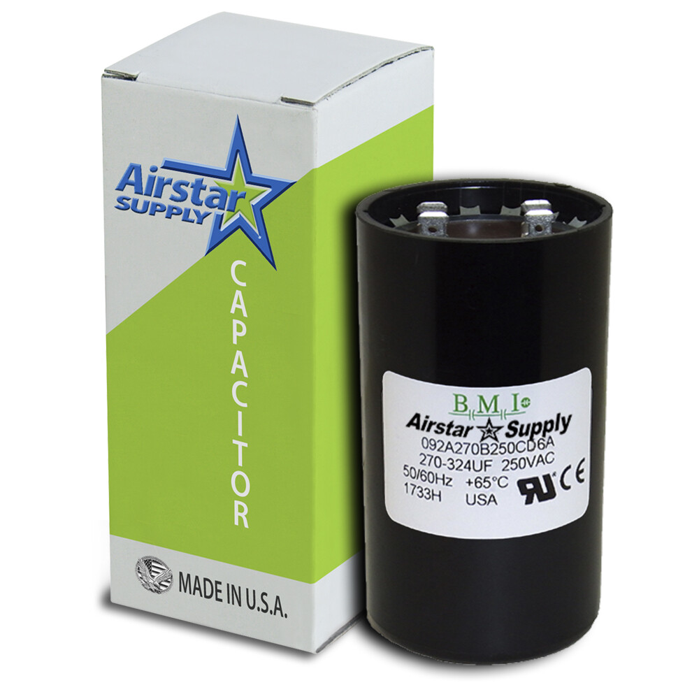 (2) PACK , 270-324 uF x 220 250 VAC BMI Motor Start Capacitor # 092A270B250CD6A