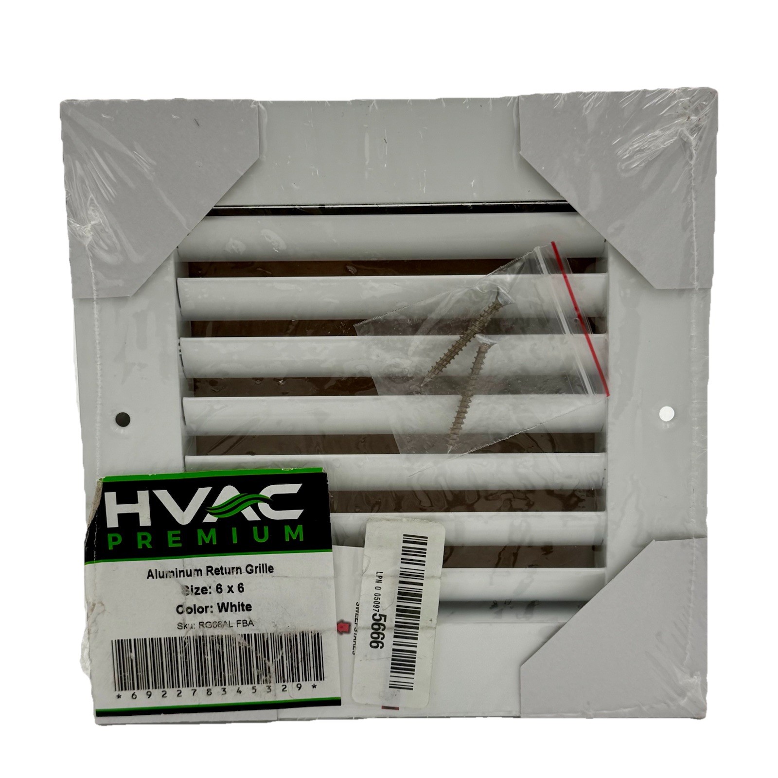 HVAC Premium 6” X 6” Aluminum Return Grille – Linear Bar Grille White