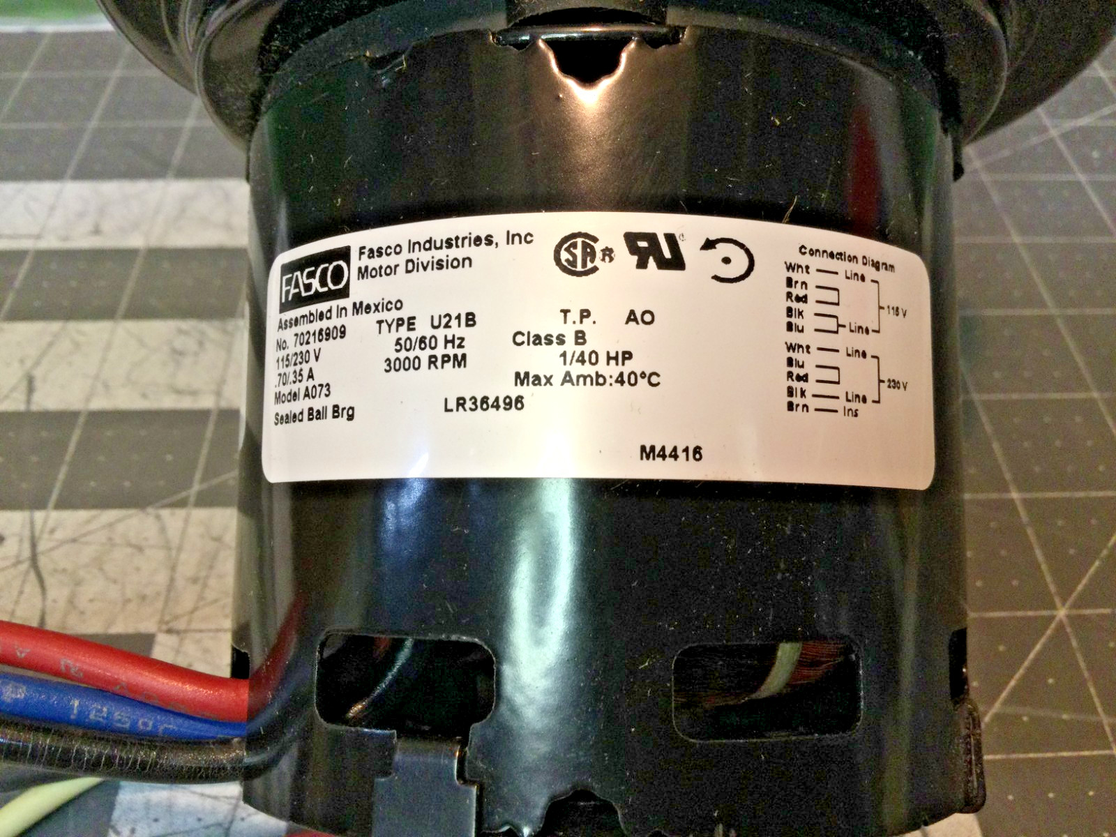 Fasco A073 Draft Inducer Blower Motor Assembly 115/230V 3000RPM 1/40HP New