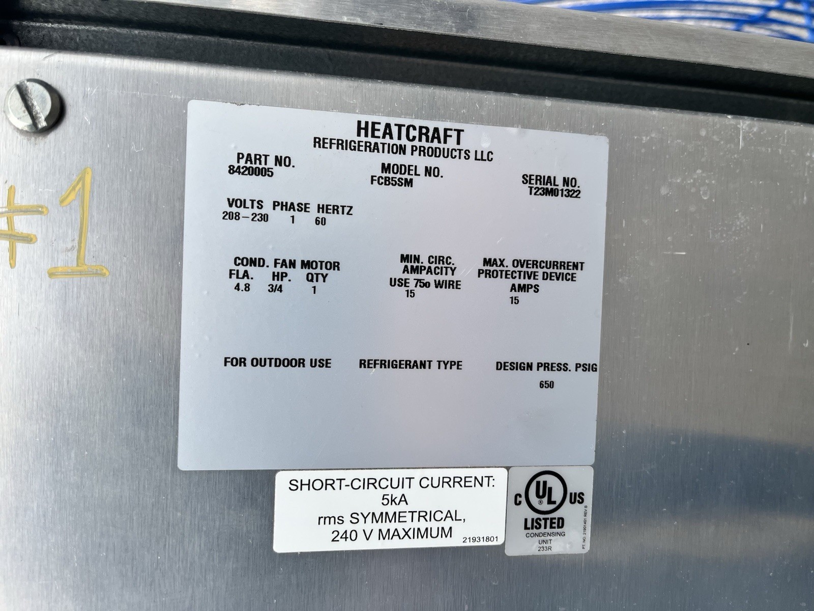 HEATCRAFT Condenser Fan 208-230V 1 PH 60Hz FCB5SM School Surplus