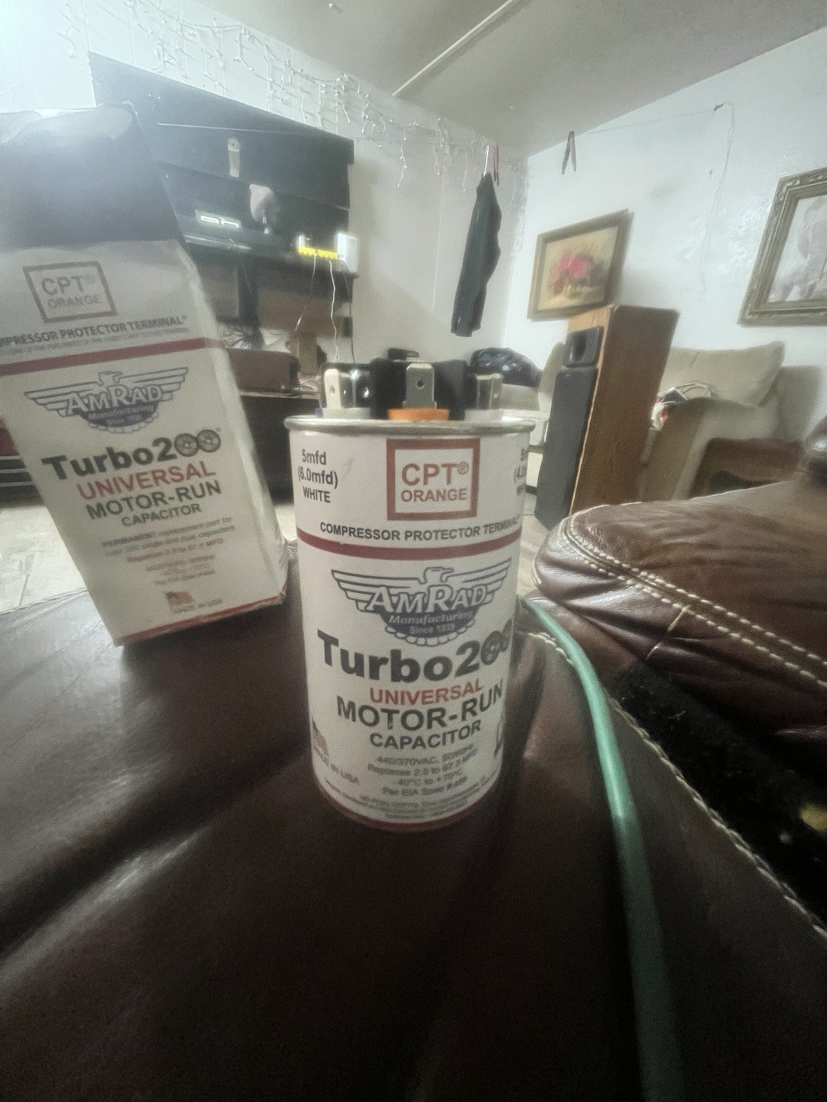 AmRad Turbo 200 Universal Motor-Run Capacitor 440/370 VAC CPT Orange Made in USA
