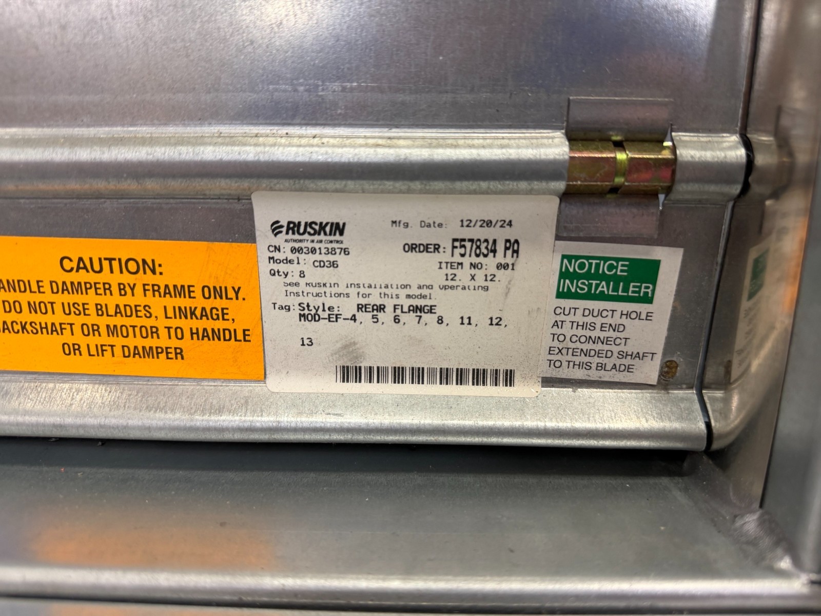 Ruskin CD36 12×12 Damper