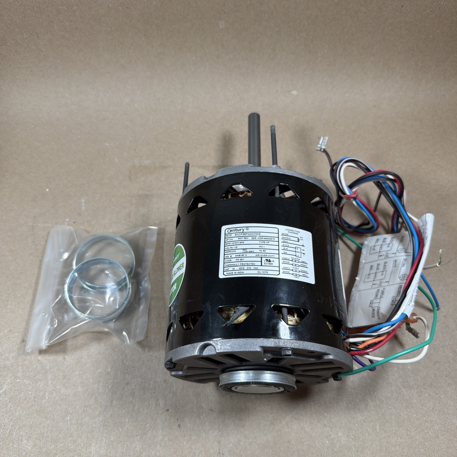 CENTURY 5KCP39PGDD702S Furnace Blower Motor 3/4HP 115V 1075RPM 3SPD 1PH DL1076