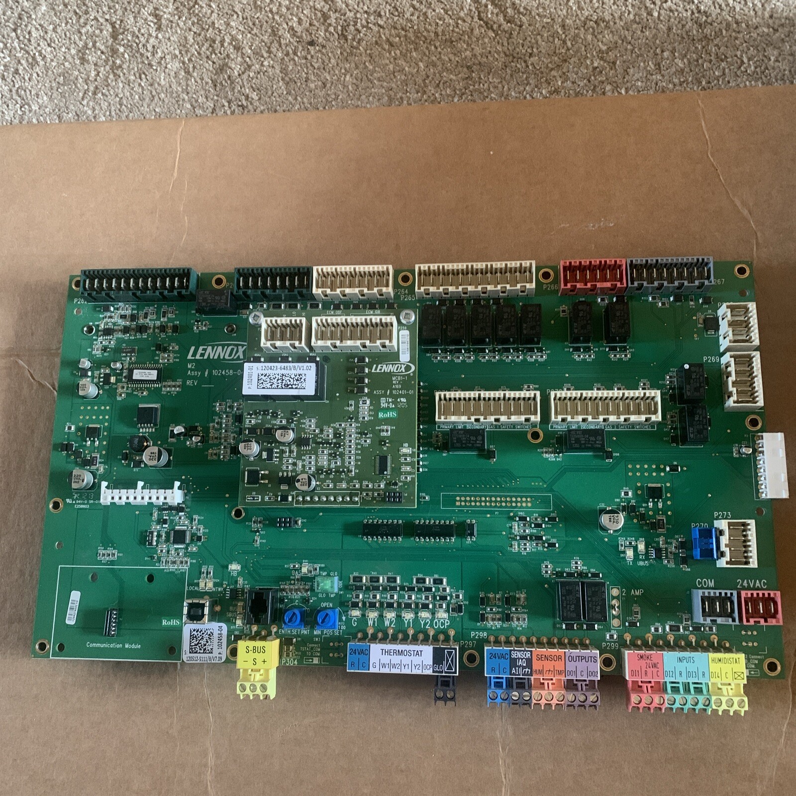Lennox Prodigy M2 Unit Controller Board. 102458-04 W/102401-01 USED