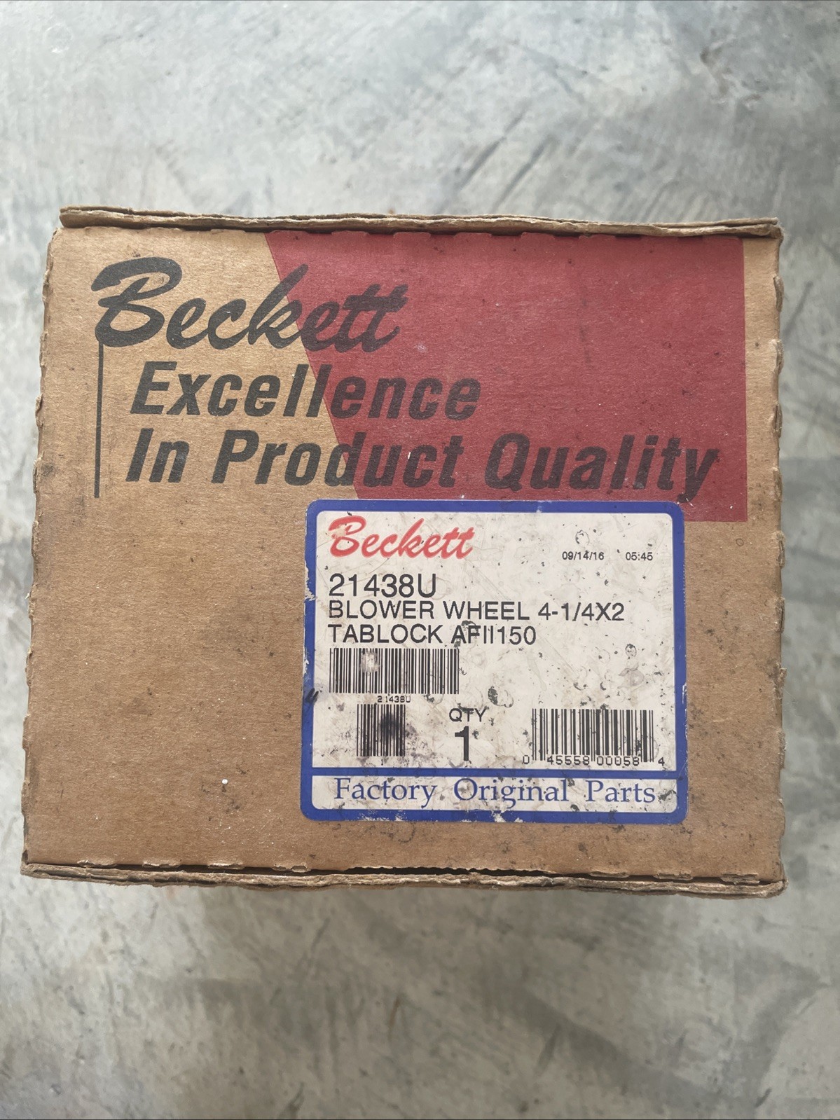 21438U Blower Wheel 4 -1/4 x 2 In. New Old Stock For Oil Burners